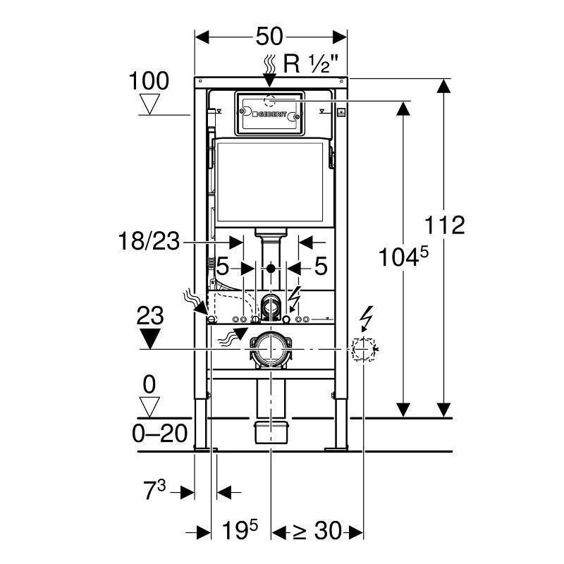 Система инсталляции для унитаза Geberit Duofix 112 см с бачком Delta 12 см и клавишей Delta21 белая 458.122.11.1