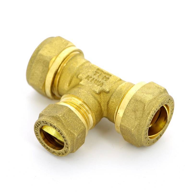 Тройник обжимной латунный Tiemme 15х12х15 мм 1000116