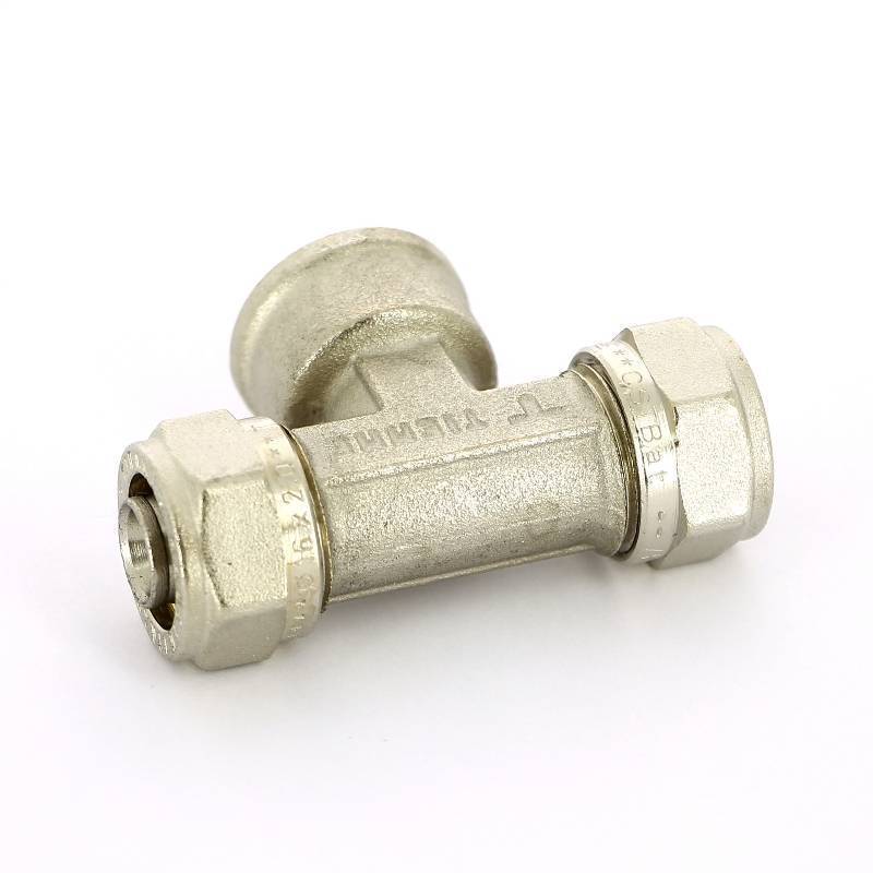 Тройник обжимной Tiemme никелированный 16х1/2х16 ВР 1600018