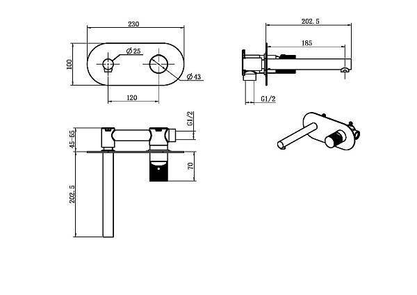 Смеситель для раковины Boheme Stick встраиваемый белый матовый/хром 125-WCR.2