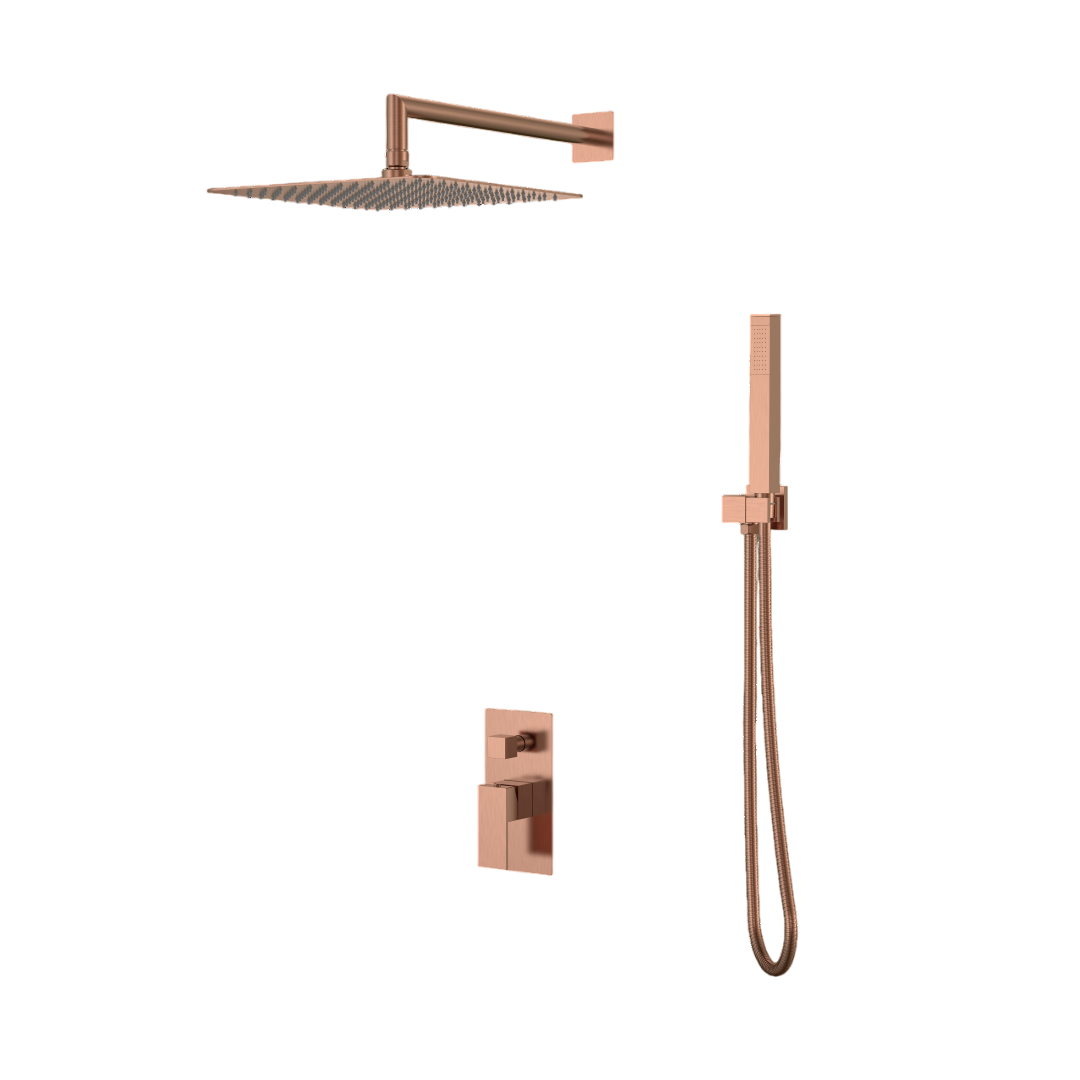 Душевой комплект встраиваемый Boheme Qubic со смесителем без излива copper brushed 474-3-CB