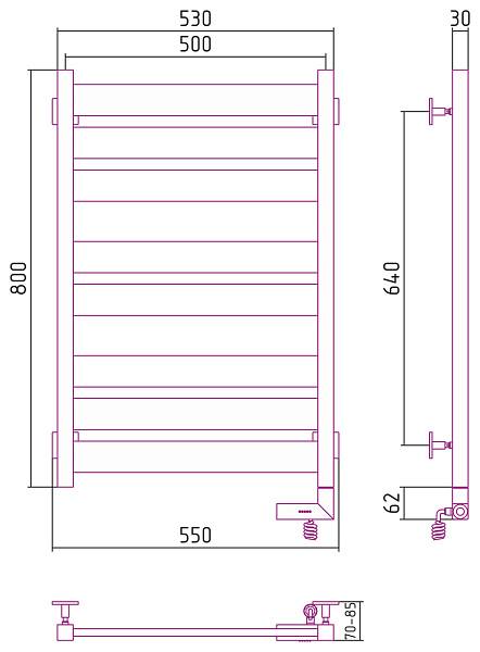 Полотенцесушитель электрический Сунержа Центурион 2.0 500x800 мм правый белый 12-5603-8050