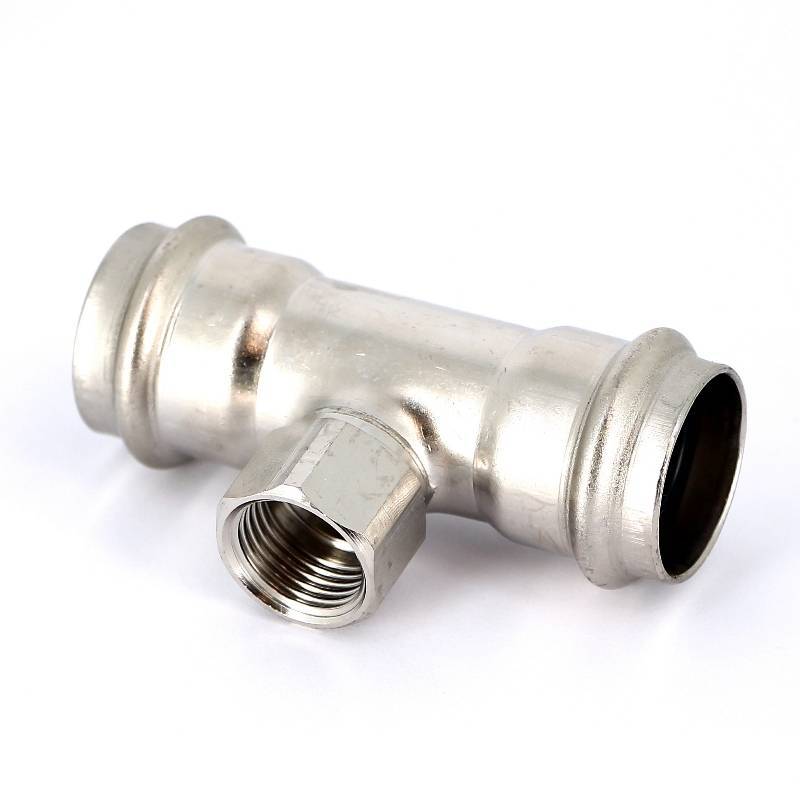 Тройник пресс Sanpress Inox Viega нержавеющая сталь 28х1/2х28 мм ВР 437190