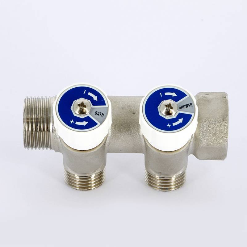 Коллектор с вентилями Uni-Fitt 3/4 2 выхода 1/2 40 мм под плоскую прокладку 401N3220