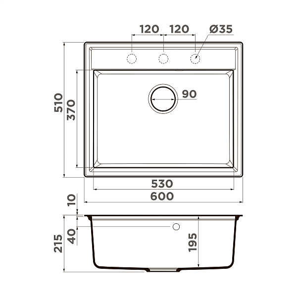 Кухонная мойка Omoikiri Daisen 60-BE Artgranit 60x51 см ваниль 4993616