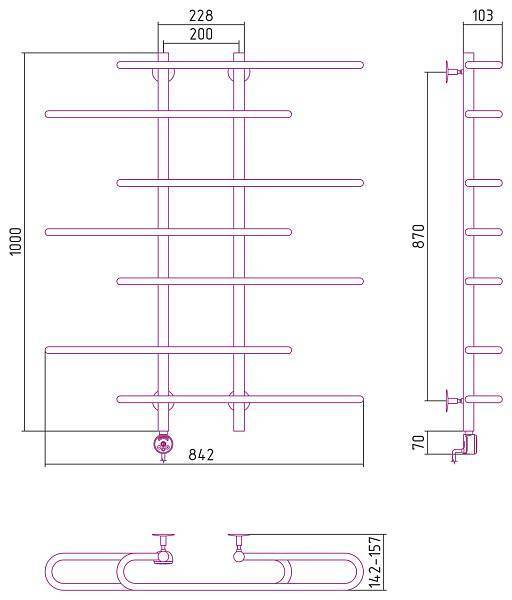 Полотенцесушитель электрический Стилье Формат 15 90x100 см без покрытия 00515-1090