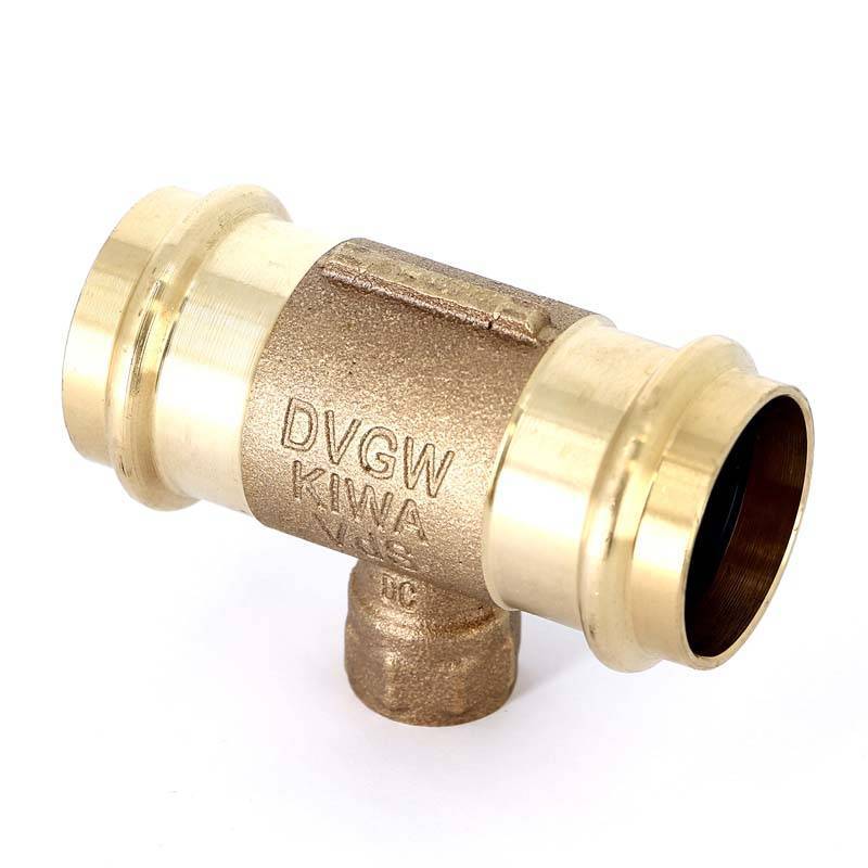 Тройник пресс-В Viega Sanpress 42х1/2х42 бронза 126230