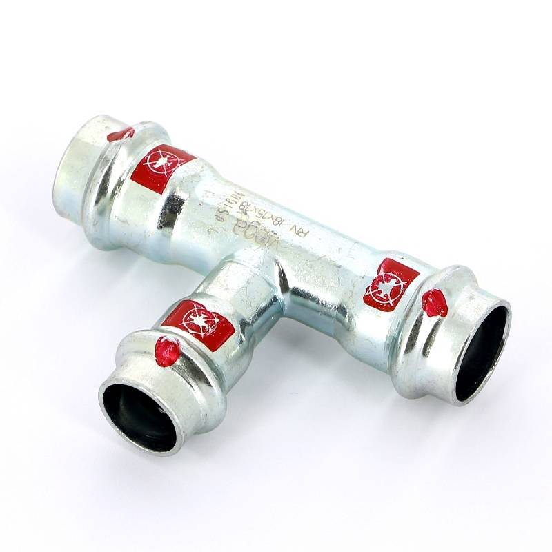 Тройник пресс Viega Prestabo оцинкованная сталь 18х15х18 мм 558680