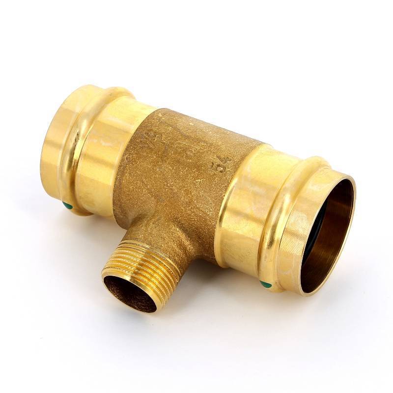 Тройник пресс с наружной резьбой Viega Sanpress 54х1х54 бронза 310929