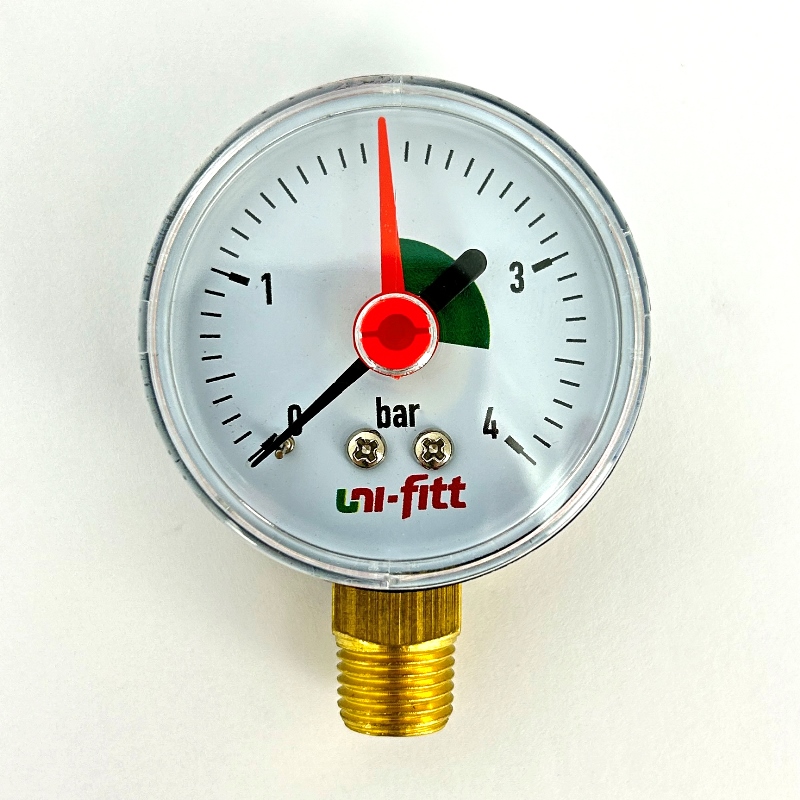 Манометр радиальный с индикаторной стрелкой 4 бар, диаметр 50 мм, 1/4Н