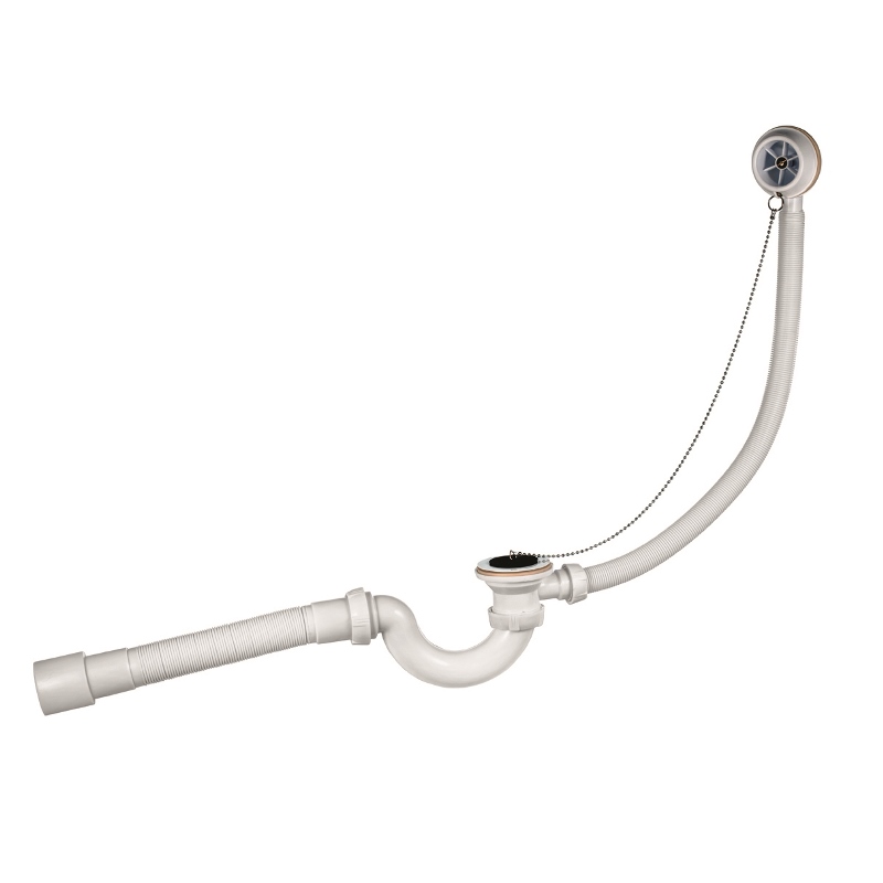 Слив-перелив S-образный с гофротрубой на 40x40/50, выпуск пластик