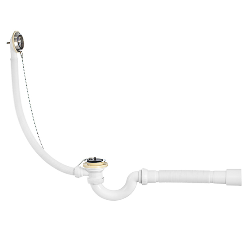 Слив-перелив с сифоном S-образный 1 1/2 х 40 мм с гофротрубой 40 x 40/50 мм