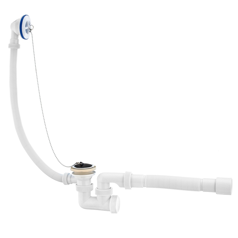 Слив-перелив Универсал 1 1/2 х 40 мм, реш. пластик, L500 мм 40 х 40/50 мм, с пробкой на цеп.