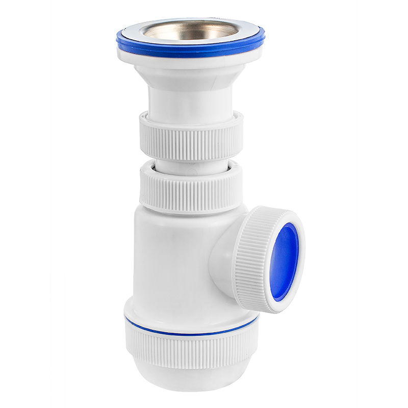 Сифон Элит 1 1/2 х 40 мм с литым выпуском и нерж. чашкой D70 мм