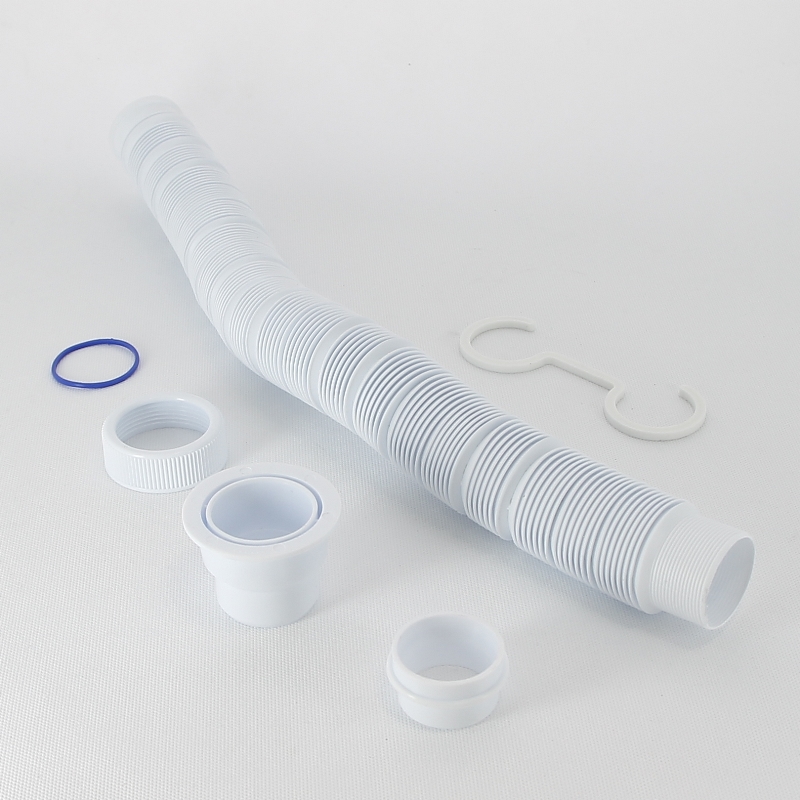 Сифон гофрированный Элит 1 1/2 х 50/40 мм без выпуска, удлинённый L1200 мм, с хомутом жёсткости