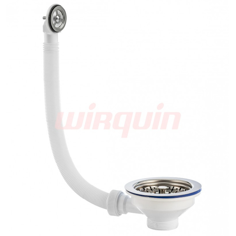 Слив-перелив для мойки Элит 1 1/2, нерж. чашка D114 мм и с круглым переливом L300 мм