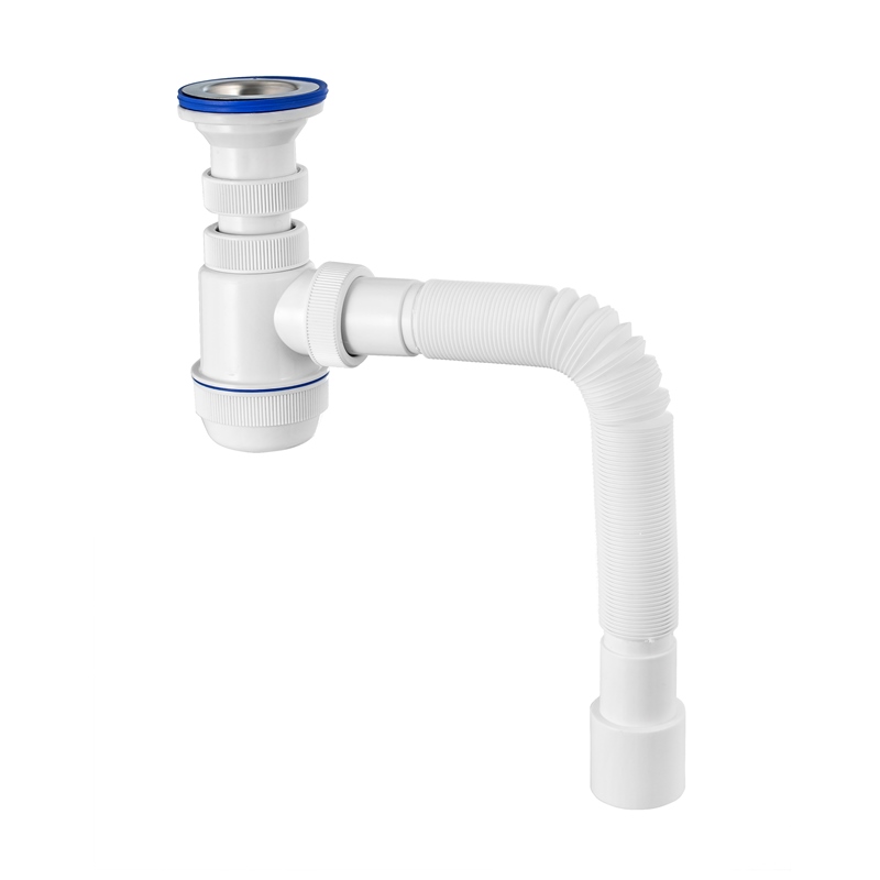 Сифон Мини Элит 1 1/2 х 40 мм, нерж. чашка D70 мм и с гофротрубой L800 мм 40 х 40/50 мм