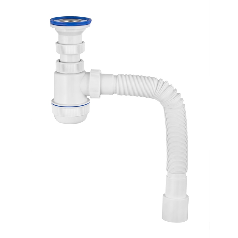 Сифон Мини Элит 1 1/2 х 40 мм, нерж. чашка D63 мм и c гофротрубой L800 мм 40 х 40/50 мм