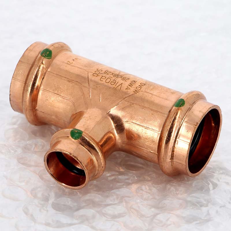 Тройник пресс 28x18x28 медь Profipress SC-Contur