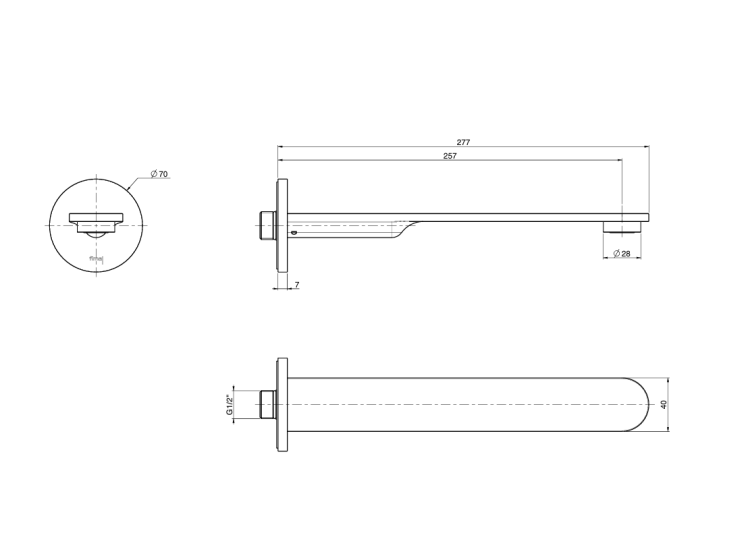 Излив Fima Carlo Frattini Slide настенный 257 мм цвет Inox F5844INOX