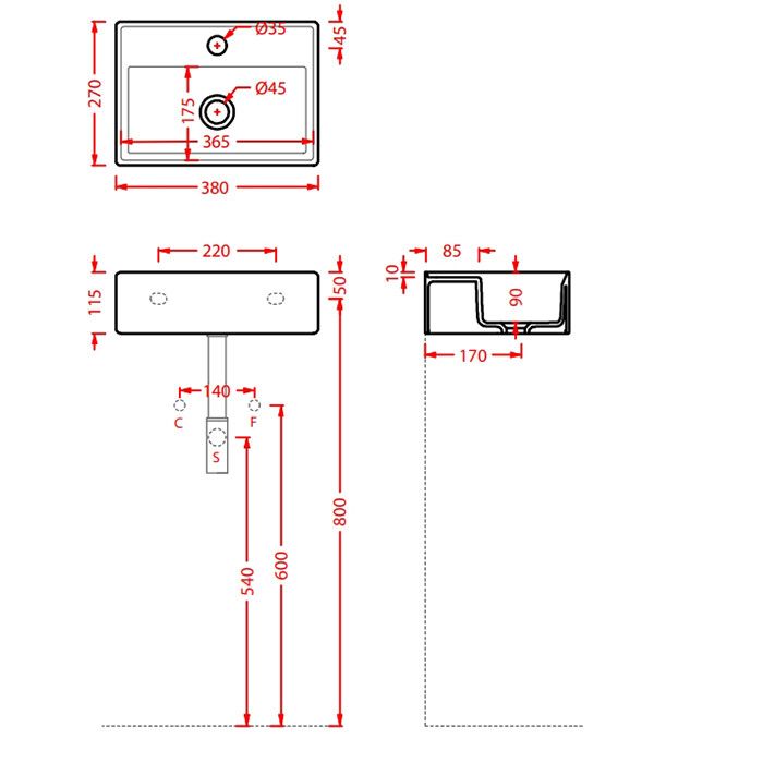 Раковина Artceram Scalino 380x270x115 мм, 1 отверстие для смесителя, цвет белый глянцевый SCL0050100
