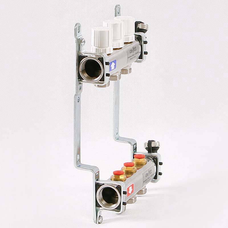 Коллекторная группа из нержавеющей стали Uni-Fitt 315S с регулировочными и термостатическими вентилями 1 x 3/4 EK 3 выхода 451I4303