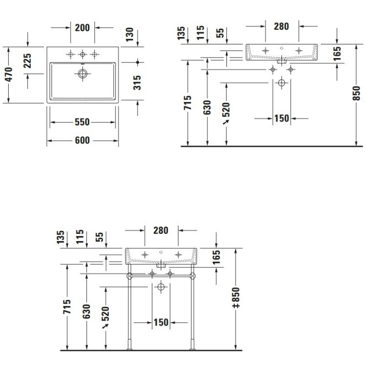 Раковина Duravit Vero Air 600x470 мм без отверстий под смеситель 2350600060