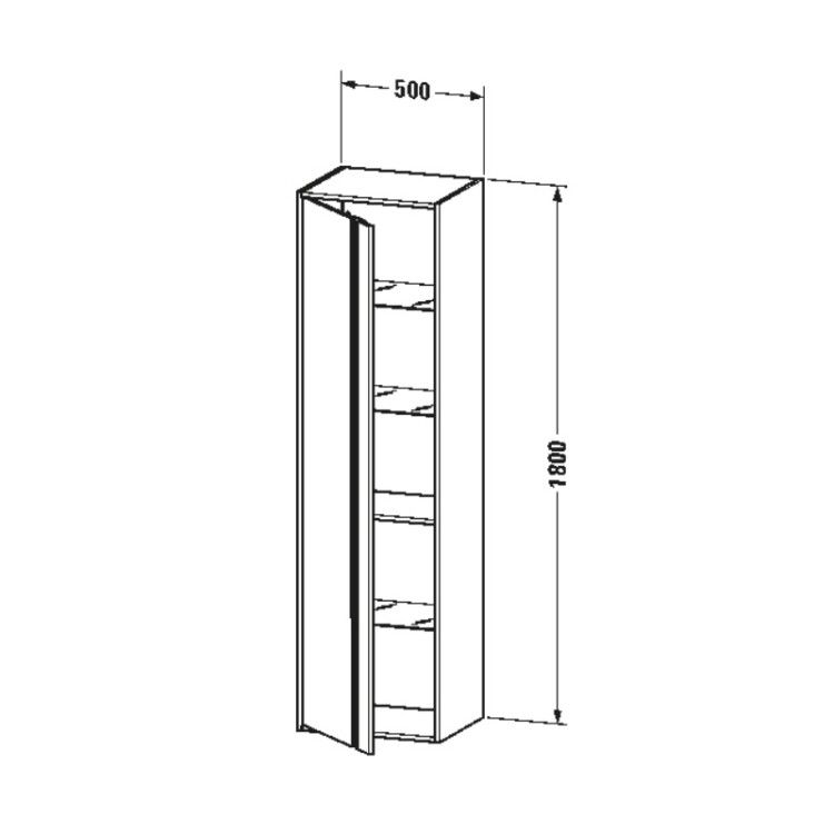 Шкаф-пенал Duravit Ketho 500x360x1800 мм подвесной, петли слева, цвет белый глянцевый KT1265L2222