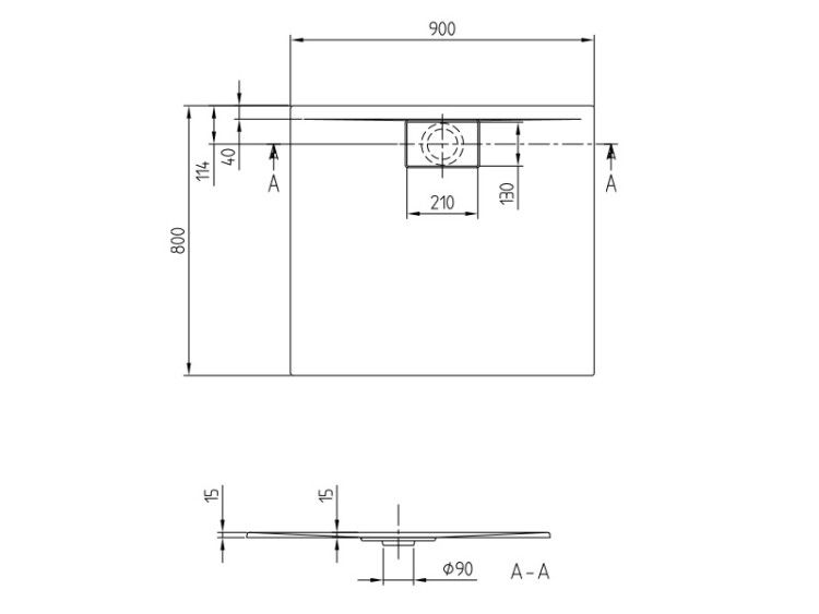 Душевой поддон Villeroy & Boch Architectura Metalrim 900x800 мм белый UDA9080ARA215V01