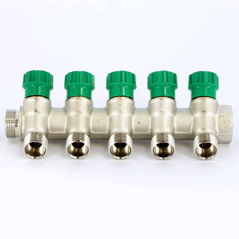 Коллектор с вентилями Uni-Fitt 3/4 4 выхода 1/2 90° 50 мм под плоскую прокладку 411N3240