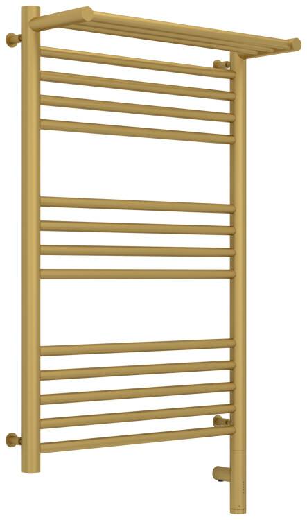 Полотенцесушитель электрический Сунержа Богема 3.0 с 1 полкой 800x500 мм МЭМ нижнее справа золото матовое 03258078050