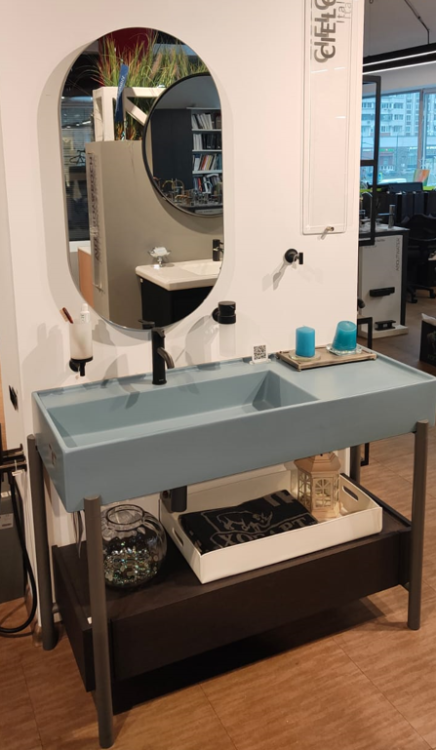 Комплект Cielo Plinio консоль с раковиной зеркалом и аксессуарами Cemento CieloPlinioSet