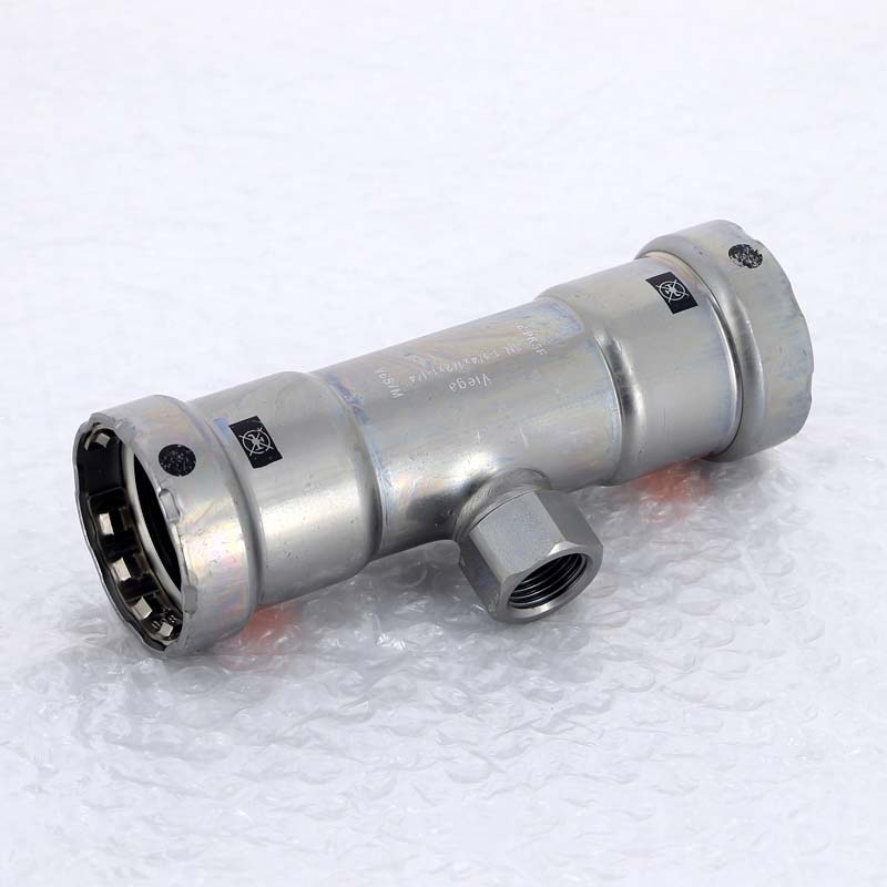 Тройник пресс Megapress Viega оцинкованная сталь 1 1/4х1/2х1 1/4 ВР 695200