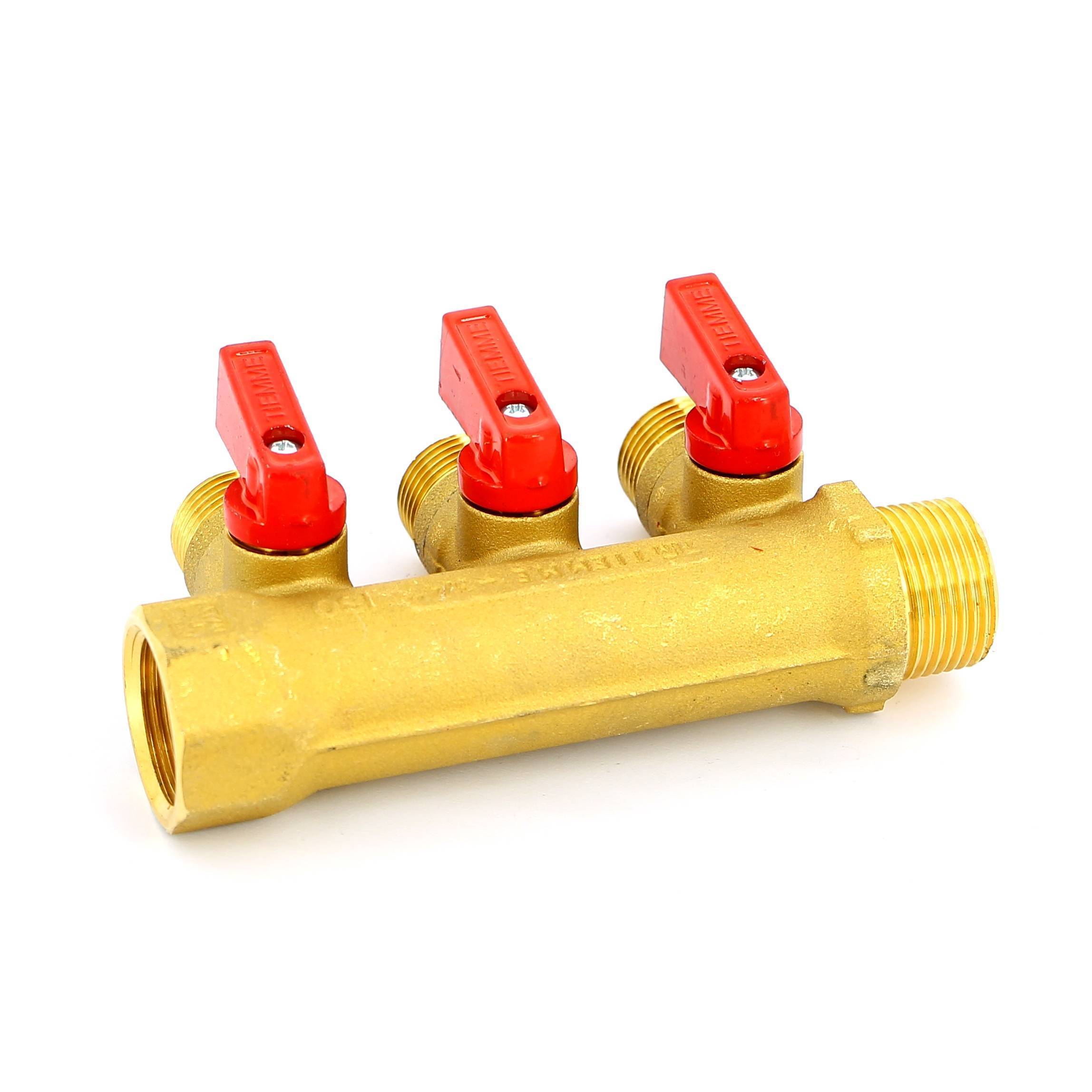 Коллектор с шаровыми кранами Tiemme 3/4х1/2 3 выхода 36 мм 1820001