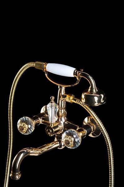 Смеситель для ванны Boheme Flora с душевым комплектом золото глянцевое 293-FL