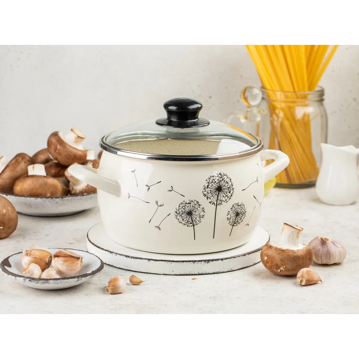 Кастрюля эмалированная Metrot Одуванчик 4 л 7274