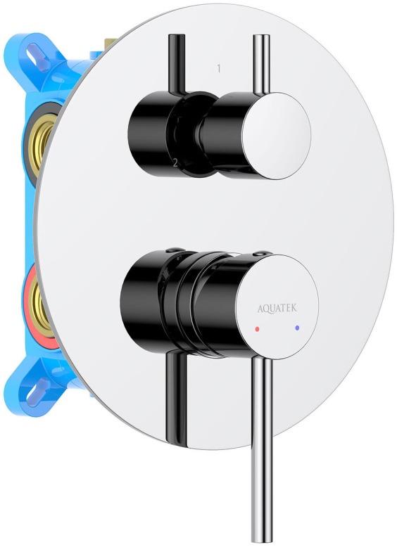 Смеситель для ванны встраиваемый Aquanet Европа 3 режима внешняя и скрытая часть хром AQ1347CR