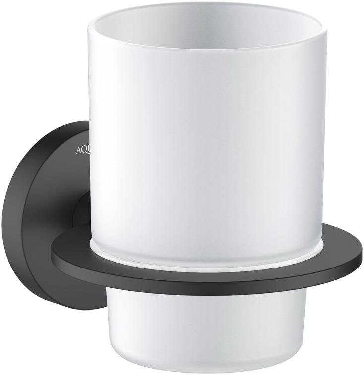 Стакан с держателем Aquanet Оберон матовый черный AQ4204MB