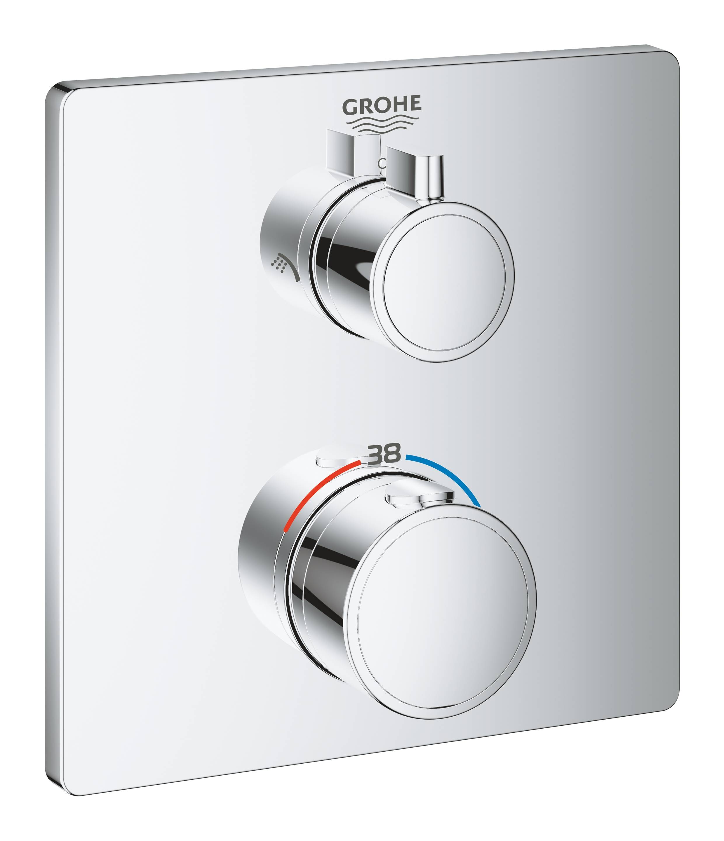 Термостат для душа GROHE Grohtherm с переключателем на 2 положения квадратная розетка хром 24079000