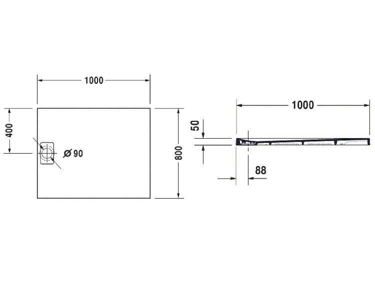 Душевой поддон Duravit Stonetto 1000x800x50 мм белый 720147380000000