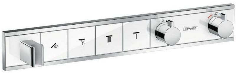 Термостатический смеситель Hansgrohe RainSelect для душа на 4 потребителя скрытого монтажа белый хром 15357400