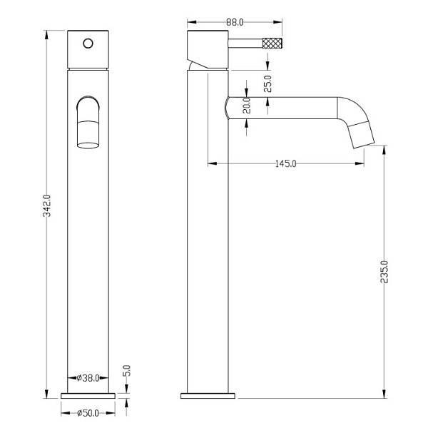 Смеситель для раковины Boheme Uno высокий белый матовый 462-MW