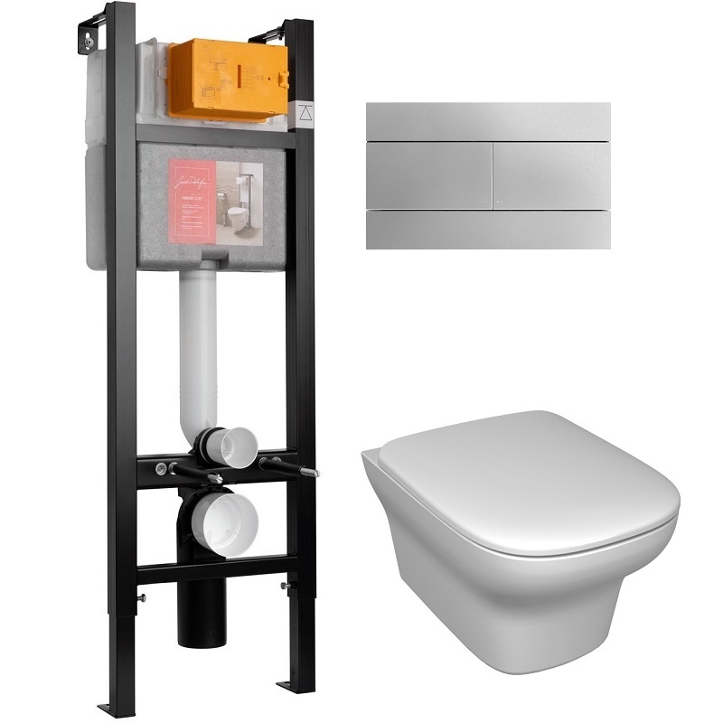 Унитаз подвесной с инсталляцией 40 см Jacob Delafon Vox сиденье тонкое микролифт клавиша хром E21770RU-00