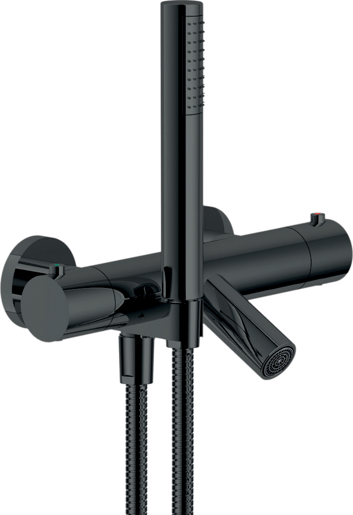 Смеситель термостатический для ванны Nobili Velis с ручным душем и шлангом 150 см глянцевый черный VE125010/2FLP