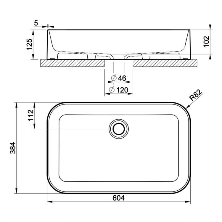 Раковина накладная Gessi Tondo 604x384x125 мм цвет белый 43458516