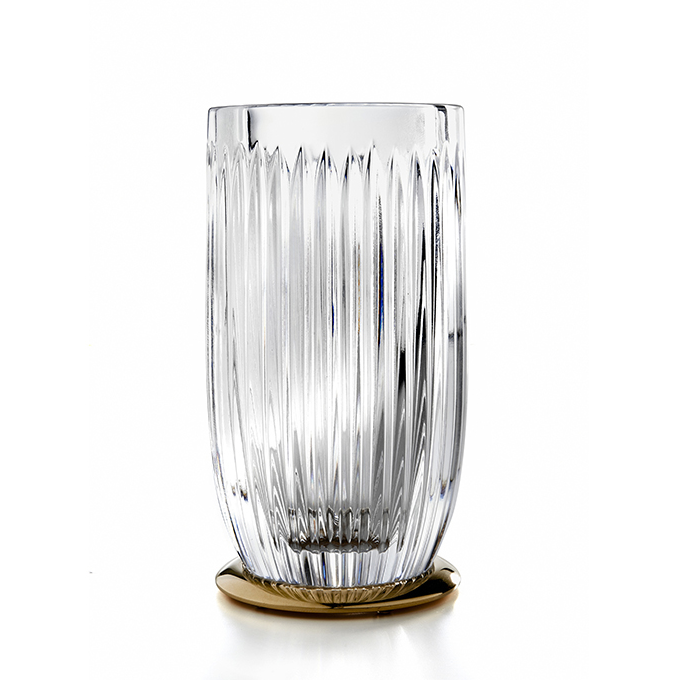 Стакан для зубных щеток 3SC Elegance 75х145 мм прозрачный хрусталь/золото матовое EL03ACRGO