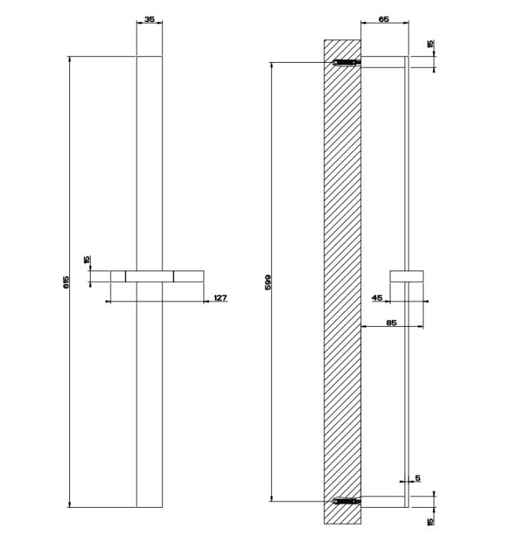 Штанга для душа Gessi Rettangolo 615 мм Finox Brushed Nickel 20144149