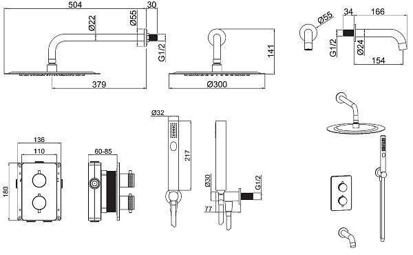 Душевой комплект Allen Brau Priority с внутренней частью никель браш 5.31014-BN