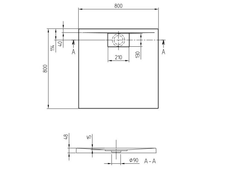 Душевой поддон Villeroy & Boch Architectura Metalrim 800x800x48 мм с антислипом Vilbogrip белый UDA8080ARA148GV01