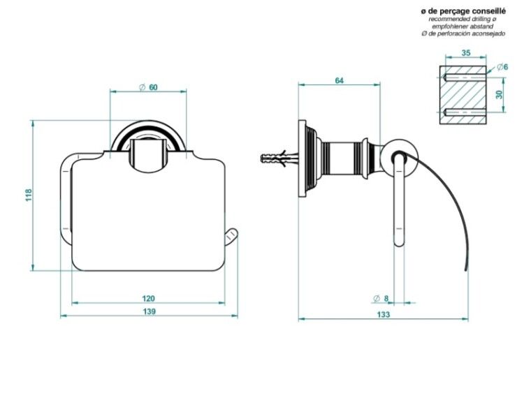 Бумагодержатель THG West Coast With Metal Lever Handle с крышкой никель U9D.B01.538AC